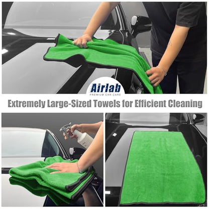 Microfiber Towels Cars Wash Drying Cleaning Cloth (Green & Grey)