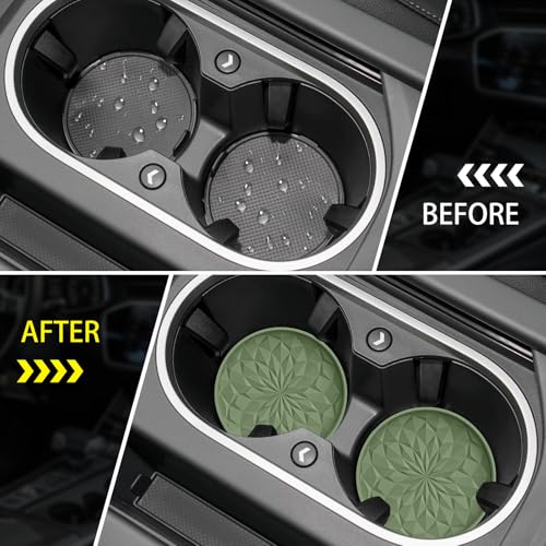 Car Coasters for Cup Holders [4 Pack] (4pack-olive Green)