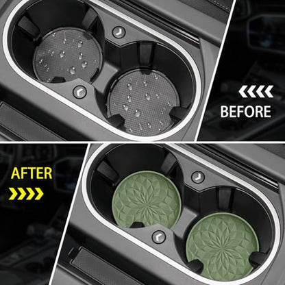 Car Coasters for Cup Holders [4 Pack] (4pack-olive Green)