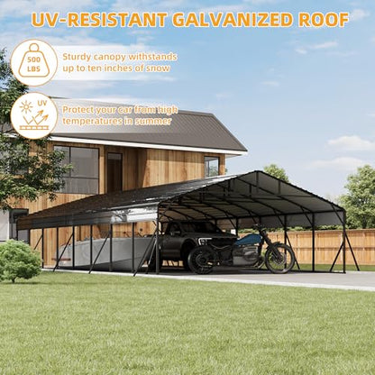 20' x 40' Heavy Duty Metal Carport with Galvanized Steel Roof (20x40FT)
