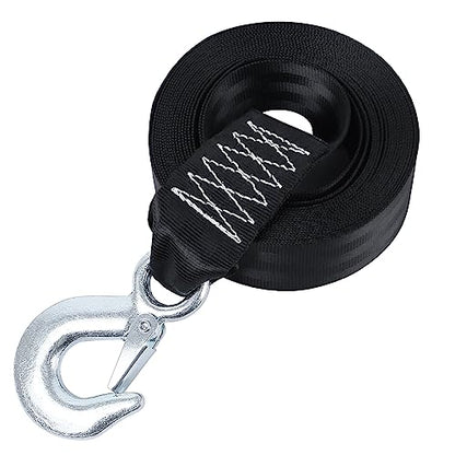 Boat Trailer Winch Strap with Hook 2" x 20' (2in x 20ft with hook-10,000lb / Black)