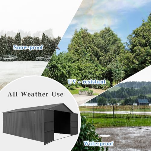 Domi 12x15FT Outdoor Metal Garage Shed (12'X15')