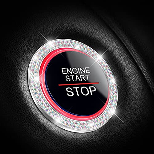 2PCS Zinc Alloy Rhinestone Engine Start Button Rings (AB)