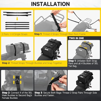 Motorcycle Tail Bag (Classic Black / 15L)