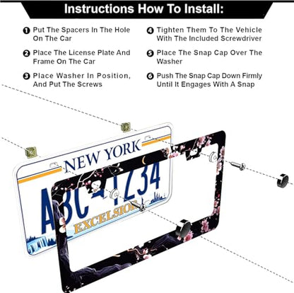 Watercolor Cherry Blossom License Plate Frames (Watercolor Cherry Blossom)