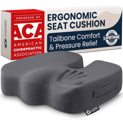 Seat Cushion Memory Foam Chair Cushion for Tailbone Pain Relief (Dark Gray / X-Large)