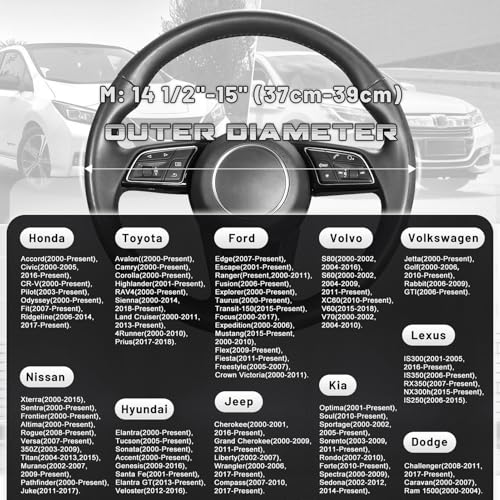 Car Steering Wheel Cover 14.5" (Standard size[14 1/2''-15''] / Black and Sliver)