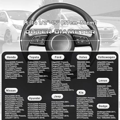 Car Steering Wheel Cover 14.5" (Standard size[14 1/2''-15''] / Black and Sliver)