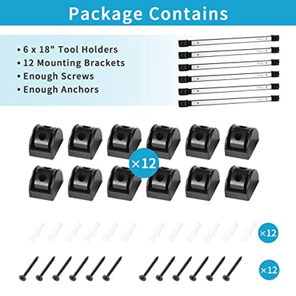 6 Pieces 18" Magnetic Tool Holder Strip (Silver 6PC / 18")
