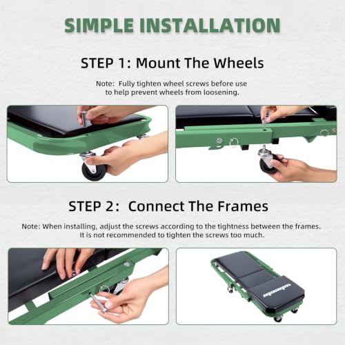 40-Inch 3-in-1 Mechanic Creeper Z Seat, 480 lbs Capacity, Green (Green)