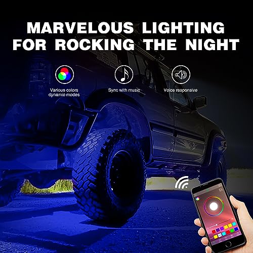 RGB LED Rock Lights Kit 6 Pods Underglow Multicolor Neon Pod (6 Pods / RGB 3LED)