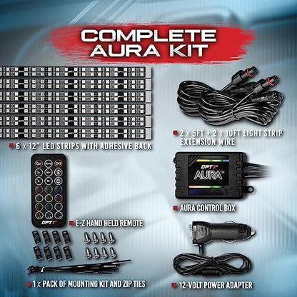 Aura Double Glow RGB Interior Truck & SUV Lights with Remote Control (6pc Double Row / RGB (Red, Green, Blue))