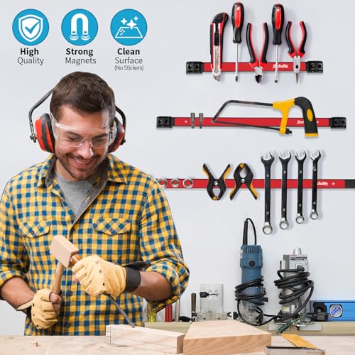12" 18" 24" Magnetic Tool Holder Strip (Red 6PC / 12" 18" 24")
