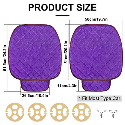 Comfortable Car Seat Covers Universal Front Seat Coves for Car Accessories with Storage Pockets (Purple)