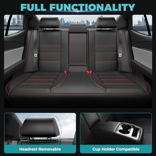 Custom Fit Seat Covers for Toyota Camry 2025 2026 Hybrid (Black With Red Trim / 2025-2026 Camry XLE XSE)
