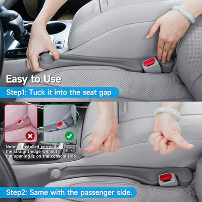 Car Seat Gap Filler Organizer 2Pack Soft Foam 3IN1 Multifunctional (Gray / Narrow)