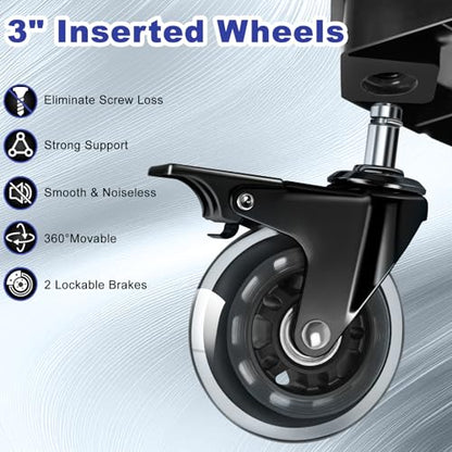 Rolling Shop Stool with Wheels (Black)