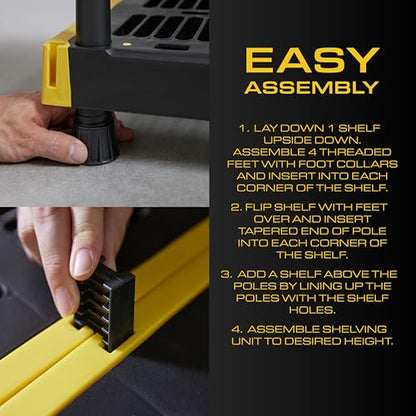 5 Tier Heavy Duty Plastic Storage Shelves for Garage Organization (5-Tier)