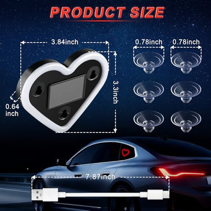 Heart Shaped Solar Powered Car LED Interior Ambient Light (Red / 2PCS)