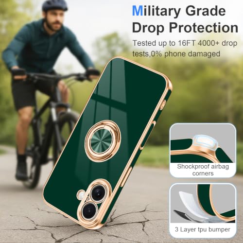 Designed for iPhone 17 Case with Ring Stand Slim Green (Green / 6.3'' iPhone 17)