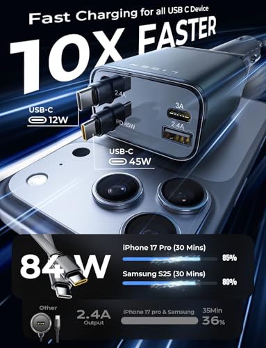 Retractable Car Charger (Grey-Dual C / 31.5 Inch)