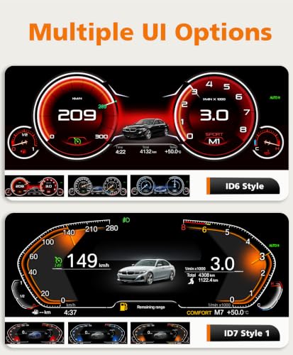 12.3” HD Screen1920*720 Digital Instrument Cluster Display for BMW 5 Series E60 E61 X5 E70 X6 E71 Support Wireless Apple Carplay Speedometer Upgrade Plug&Play Replacement