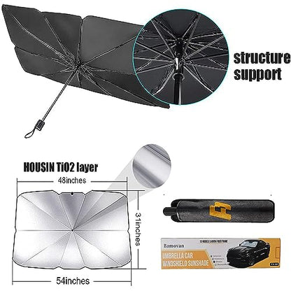 Foldable Car Windshield Sun Shade Umbrella Fit Sedan SUV Pickup Truck Most Vehicles Car Window Shades Front Windshield Sunshade