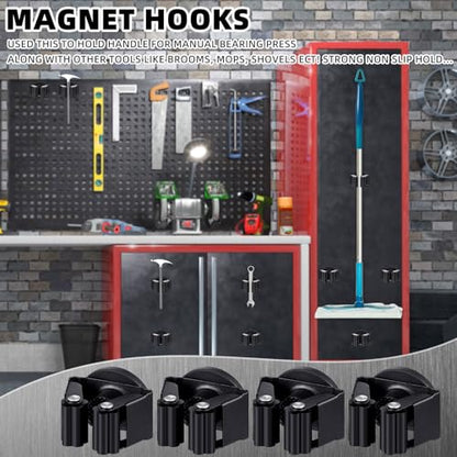 2 Pcs Magnetic Broom Holder Wall Mounted Anti Slip Rack (Black)