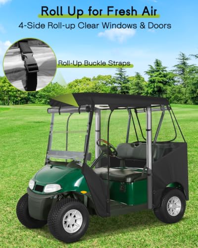 Golf Cart Enclosure 2 Passenger Rain Cover for EZGO TXT & RXV (New Version Cover for EZGO TXT RXV 2 Passenger / Black)