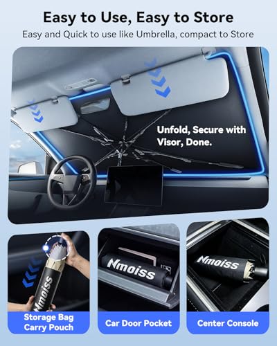 2026 Windshield Sun Shade Umbrella [Vinyl Coating Heat Shield] (Medium (56" L x 31" W))