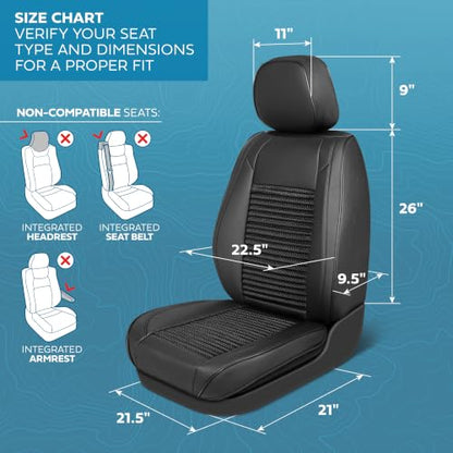 Curated Wicker Leather Seat Covers for Cars & SUVs (Black (Wicker) / Front Seats)