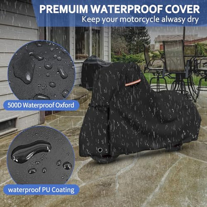 Motorcycle Covers with Side Box Waterproof Outdoor for Harley Davidson Touring Models Road King (Side Box)