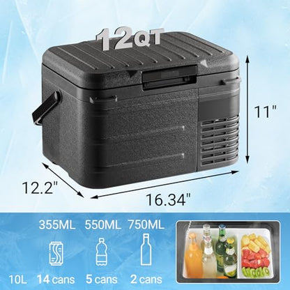 12v Refrigerator 12 Quart (Black)