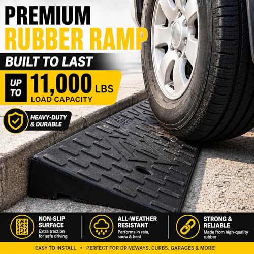 2 Pack 1.6'' Rise Rubber Curb Ramp (1.6" H)
