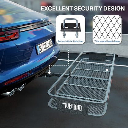 60''X 20''X6'' Folding Hitch Mount Cargo Carrier Basket with Stablizer (60''X 20''X6'')
