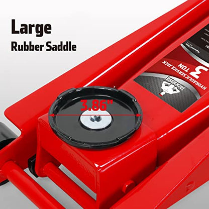 Floor Jack 3 Ton Capacity Fast Lift Service Jack Steel Heavy Duty Hydraulic Car Jack (3 Ton Fast Lift / Red)
