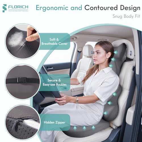 Car Seat Cushion and Lumbar Support Pillow for Office Chair Car (Deepgray / 3 Pieces)
