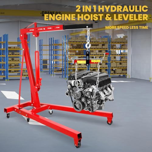 Engine Hoist Cherry Picker with Leveler (Red)