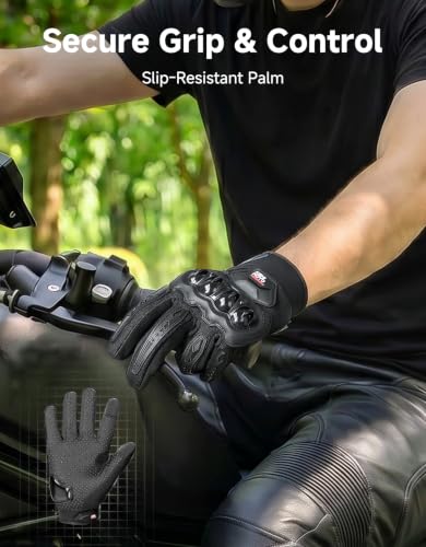 Motorcycle Gloves for Men (Black / Large)