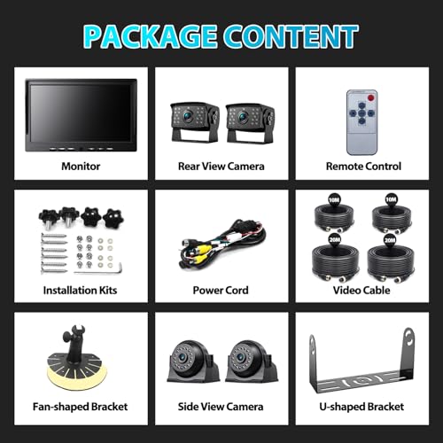 HD 1080P 10" Wired Backup Camera System Rear and Side Coverage (Black / 10"-4 Cam)