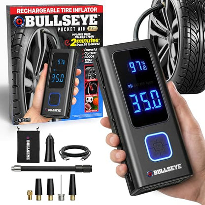 POCKET AIR PRO Tire Inflator Portable Air Compressor by Bullseye Pro for Tires (Pocket Air PRO)