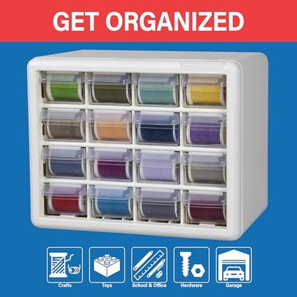 16 Drawer Plastic Storage Cabinet (White / 16 Drawer / 1 Pack)