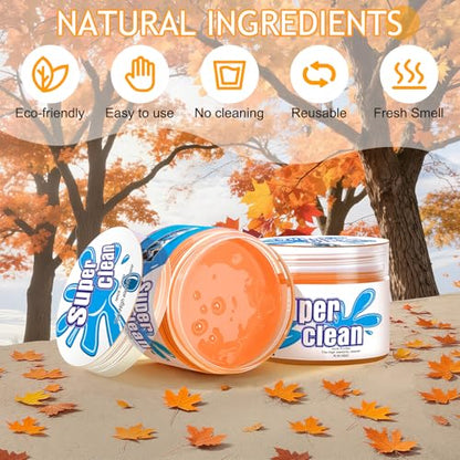 Car Cleaning Gel Car Cleaning Putty Car Putty Car Interior Cleaner Car Slime Car Detailing Kit Car Accessories Gifts for Men Women Stocking Stuffers Orange (Orange)