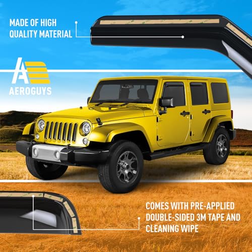 Extra Durable Window Deflectors in (For Jeep Wrangler JK 07-18)