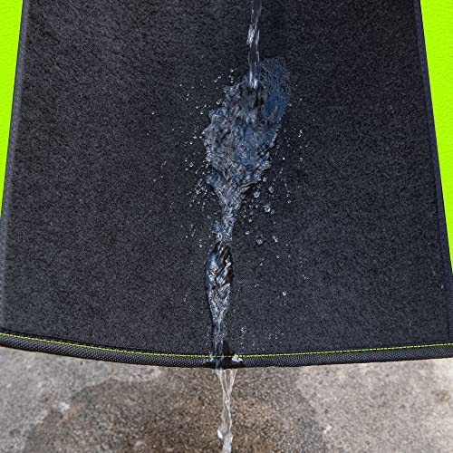 Fluorescent Leather & Waterproof Car Carpet Floor Mats (Black and Green)