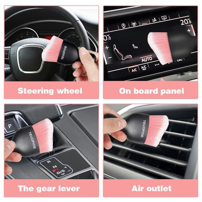 Car Detailing Brush for Interior Dusting and Air Vents (Pink)