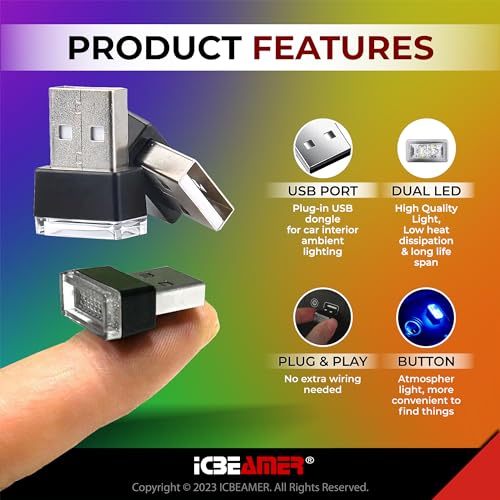 USB Type A Mini LED Car Interior Ambient Lights