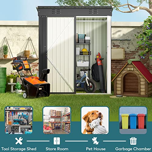 5x3 FT Outdoor Shed (Dark Gray / 5' x 3' FT/Sloped-roof)