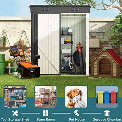 5x3 FT Outdoor Shed (Dark Gray / 5' x 3' FT/Sloped-roof)