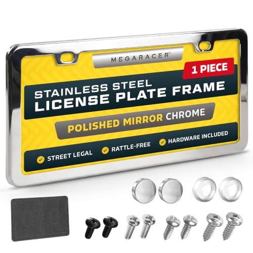 Polished Mirror Chrome Silver License Plate Frame (Mirror Chrome / 1 Piece)